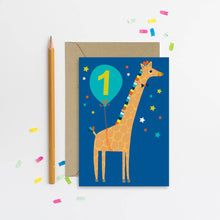 Load image into Gallery viewer, 1st Birthday Card - Joyful Giraffe - First Birthday Card - Mifkins