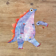 Load image into Gallery viewer, Dinosaur Split Pin Puppet A5 Birthday Greeting Card - Make your own Dinosaur Puppet - Emily Nash Illustration