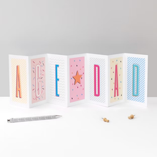 Load image into Gallery viewer, Greetings Cards - Ace Dad - Dad Birthday / Fathers Day - Funky Confetti Pastel Fold-Out Banner Card - Coulson Macleod