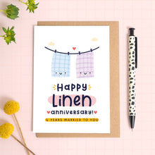 Load image into Gallery viewer, Linen Anniversary Card - 4th Wedding Anniversary - Joanne Hawker