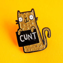 Load image into Gallery viewer, Enamel Pin Badge - C*nt - Sweary Cat Very Naughty Pin Badge - Katie Abey - Sweary Stuff