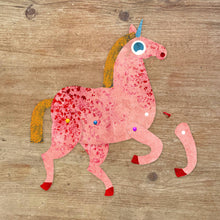 Load image into Gallery viewer, Unicorn Split Pin Puppet A5 Birthday Greeting Card - Make your own Unicorn puppet - Emily Nash Illustration