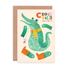 Load image into Gallery viewer, Crocodile Split Pin Puppet A5 Birthday Greeting Card - Make your own Crocodile Puppet - Emily Nash Illustration