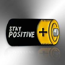 Load image into Gallery viewer, Enamel Pin - Small Stay Positive Battery Pin Badge - The Little Pin Co