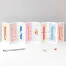 Load image into Gallery viewer, Greetings Cards - Best Bro - Brother Birthday Card - Funky Confetti Pastel Fold-Out Banner Card - Coulson Macleod