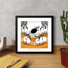 Load image into Gallery viewer, Print - There's Always One of Them - Sheep Puns - Black Sheep - Mervyn Tay Art