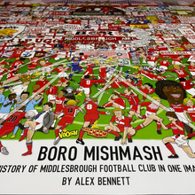 Load image into Gallery viewer, Boro Mishmash – The History of Middlesbrough FC in One Image - Nostalgia Print - The Mishmash Man