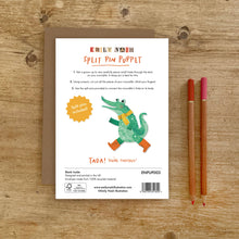 Load image into Gallery viewer, Crocodile Split Pin Puppet A5 Birthday Greeting Card - Make your own Crocodile Puppet - Emily Nash Illustration
