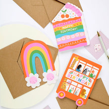 Load image into Gallery viewer, Greetings Card - Rainbow Sprinkle Cake - Die Cut Luxury Birthday Card For Kids - Mifkins