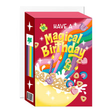 Load image into Gallery viewer, Greetings Card - Magical Rainbow Lucky Cereal Box Birthday Card - Ricicle
