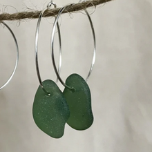 Load image into Gallery viewer, Sea Glass Easy Hoop Earrings - 25mm - Sterling Silver - various colours - Fayth Seaglass