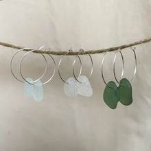 Load image into Gallery viewer, Sea Glass Easy Hoop Earrings - 25mm - Sterling Silver - various colours - Fayth Seaglass