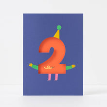 Load image into Gallery viewer, Greetings Card - Age 2 - Die Cut 2nd Birthday Card - Rumble Cards
