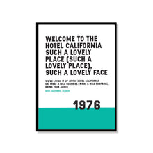 Load image into Gallery viewer, Song Lyrics Print - Hotel California - Eagles - 1976 - JAM Artworks