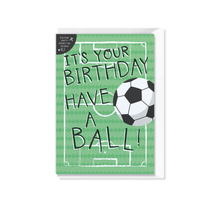 Load image into Gallery viewer, It’s Your Birthday Have a Ball - Football birthday Card with Crafty Project - Detachable photo frame - Two For Joy Illustration