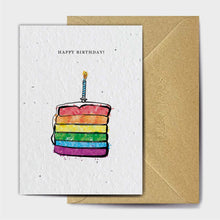 Load image into Gallery viewer, Wildflower Seed Paper Plantable Greetings Card - Happy Birthday - Rainbow Birthday Cake Card - The Seed Card Company