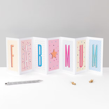 Load image into Gallery viewer, Greetings Cards - Fab Mum - Mum Birthday / Mothers Day - Funky Confetti Pastel Fold-Out Banner Card - Coulson Macleod