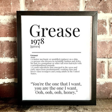 Load image into Gallery viewer, Movie Dictionary Description Quote Print - Grease - Movie Prints by Zwag