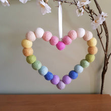 Load image into Gallery viewer, Pastel Rainbow Heart - Felt Ball Hanging Decoration - Useless Buttons