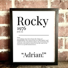 Load image into Gallery viewer, Movie Dictionary Description Quote Print - Rocky - Movie Prints by Zwag