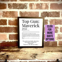Load image into Gallery viewer, Movie Dictionary Description Quote Print - Top Gun Maverick - Movie Prints by Zwag