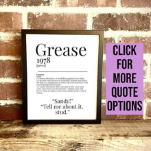 Load image into Gallery viewer, Movie Dictionary Description Quote Print - Grease - Movie Prints by Zwag