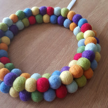 Load image into Gallery viewer, Rainbow Felt Ball Wreath - Useless Buttons