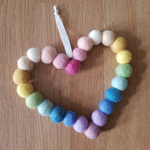 Load image into Gallery viewer, Pastel Rainbow Heart - Felt Ball Hanging Decoration - Useless Buttons