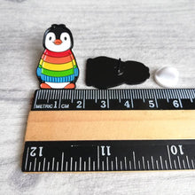 Load image into Gallery viewer, Enamel Pin - Rainbow Jumper Penguin - Positive Pin - By Kate Elford