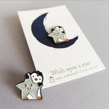 Load image into Gallery viewer, Enamel Pin - Penguin - Wish Upon a Star - Positive Pin - By Kate Elford