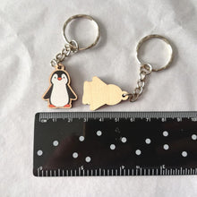 Load image into Gallery viewer, Wooden Keyring - The Penguin of Positivity - Cute mini key ring - By Kate Elford