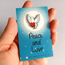Load image into Gallery viewer, Enamel Pin - The Dove of Peace and Hope - Positive Pin - By Kate Elford