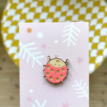 Load image into Gallery viewer, Ladybird Wooden Pin Badge - Squirrelbandit