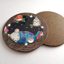 Load image into Gallery viewer, Coaster - Sleeping Mouse and Friends - Round Coaster - By Kate Elford