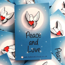 Load image into Gallery viewer, Enamel Pin - The Dove of Peace and Hope - Positive Pin - By Kate Elford