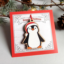 Load image into Gallery viewer, Wooden Christmas Decoration - Penguin - By Kate Elford