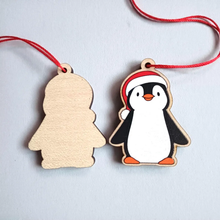 Load image into Gallery viewer, Wooden Christmas Decoration - Penguin - By Kate Elford