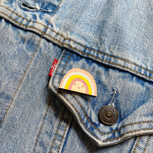 Load image into Gallery viewer, Rainbow Wooden Pin Badge - Squirrelbandit