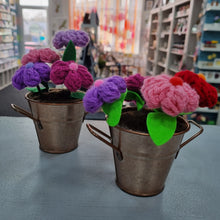 Load image into Gallery viewer, Crochet Flower Bouquet in Metal Bucket - Lots of colours - Best Efforts