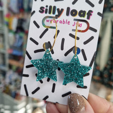 Load image into Gallery viewer, Glitter Star Hoop Earrings - Acrylic Earrings - Silly Loaf