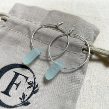 Load image into Gallery viewer, Sea Glass Easy Hoop Earrings - 25mm - Sterling Silver - various colours - Fayth Seaglass