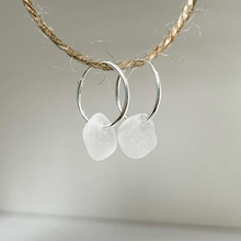 Load image into Gallery viewer, Sea Glass Sleeper Hoop Earrings - 25mm - Sterling Silver - various colours - Fayth Seaglass