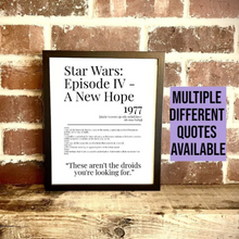 Load image into Gallery viewer, Movie Dictionary Description Quote Print - Star Wars Episode IV: A New Hope - Movie Prints by Zwag