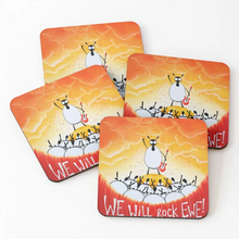 Load image into Gallery viewer, Coaster - We Will Rock Ewe! - Sheep Puns - Queen - Mervyn Tay Art