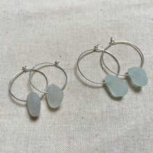 Load image into Gallery viewer, Sea Glass Easy Hoop Earrings - 25mm - Sterling Silver - various colours - Fayth Seaglass