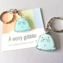 Load image into Gallery viewer, Acrylic Keyring - Worry Gobbler - Cute mini anti-anixety key ring - By Kate Elford