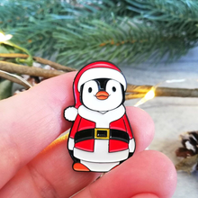 Load image into Gallery viewer, Enamel Pin - Santa Penguin - Christmas Pin - By Kate Elford