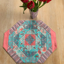 Load image into Gallery viewer, Table Centre turquoise grey coral - patchwork - tableware - Indigo Plum Creations