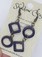 Load image into Gallery viewer, Leather Cutout Drop Earrings - Mismatched Shape - Shadow Crafts