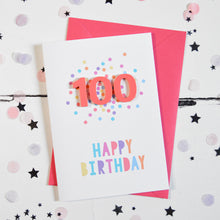 Load image into Gallery viewer, Confetti Birthday Card - Age 100 - Altered Chic